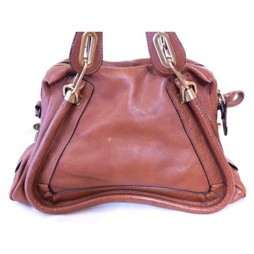 Chloe Paraty Shoulder Bag Handbag Brown Leather